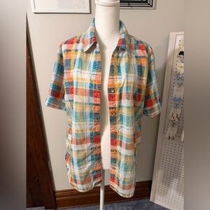 Alfred Dunner Colorful Plaid Button Down Shirt